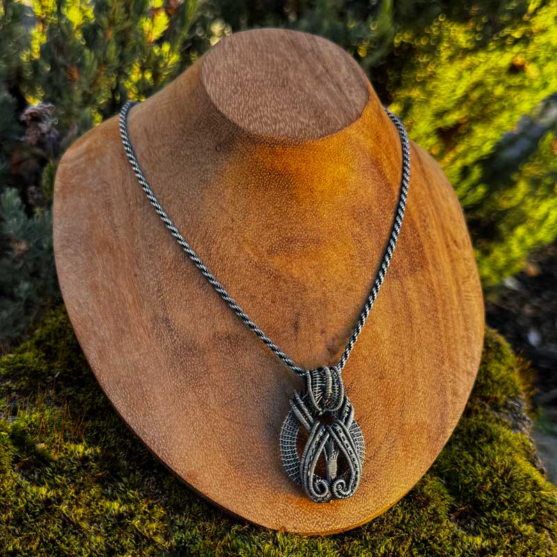 Antiqued silver woven pendant neclkace by Lisa Haake